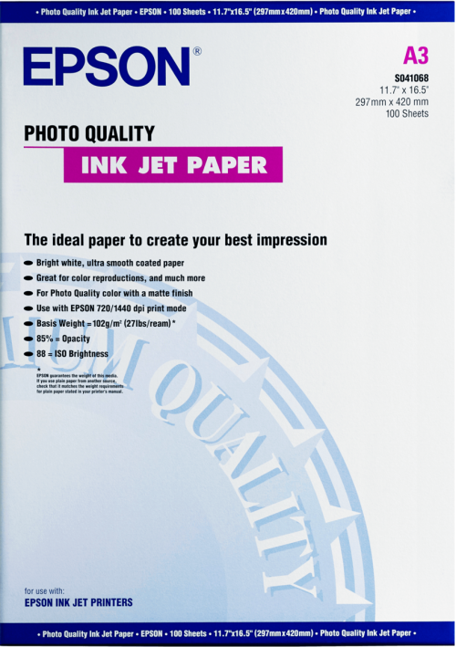 Epson A3 Photo Paper 100 Sheets - C13S041068