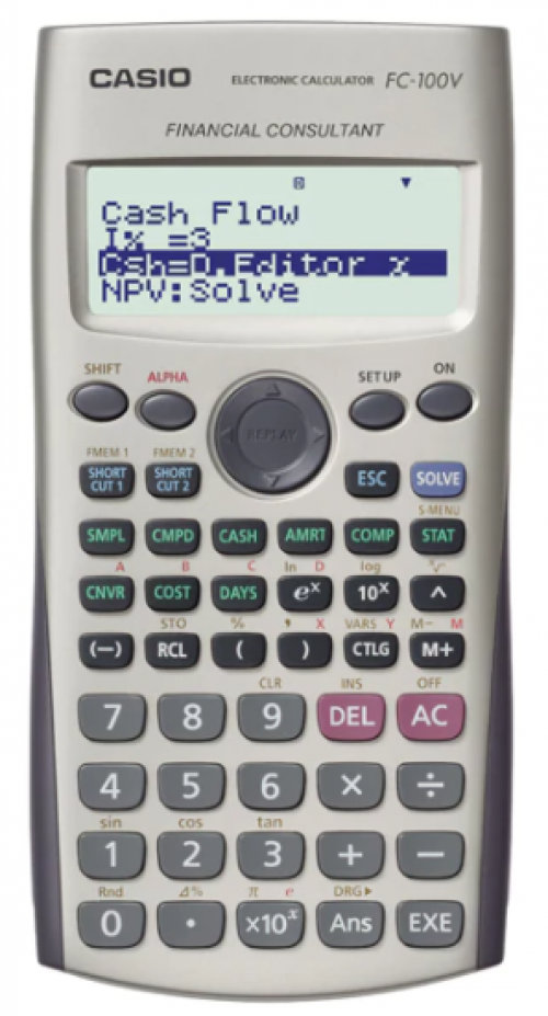Casio FC-100V 12 Digit Financial Calculator Silver FC-100V-S-UH