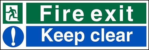 50926SS - Seco Safe Procedure Safety Sign Fire Exit Keep Clear Self Adhesive Vinyl 450 x 150mm - SP126SAV-450X150