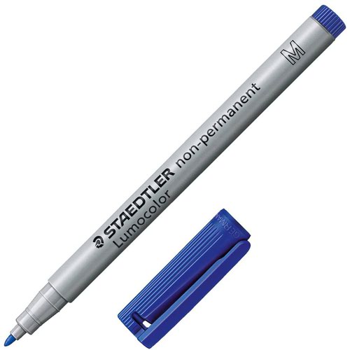 STAEDTLER Non- Permanent OHP Marker Medium Felt tip Blue Pack of 10