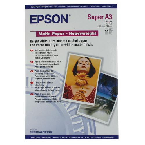 Epson A3 Plus Matte Heavyweight Paper 50 Pack - C13S041264 Epson