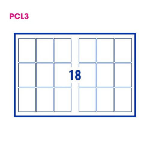 Pcl3 6388 Gloss Mach.Coated Perm Labels 63x88mm 18 Lab/Sht 100Sht Sra3/Box