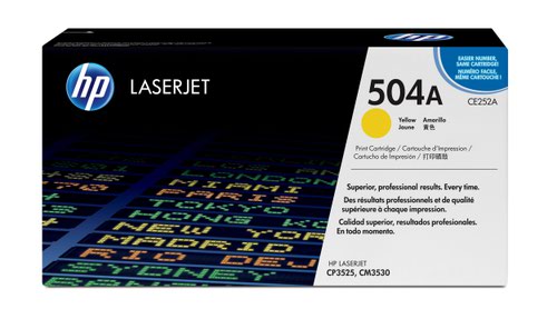HP 504A Yellow Standard Capacity Toner 7K pages for HP Color LaserJet CM3530/CP3525 - CE252A