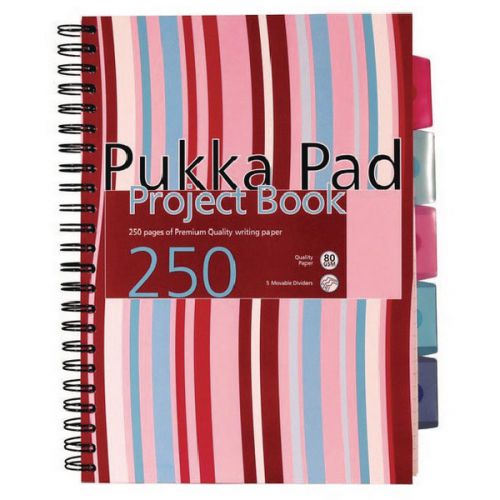 Pukka Pad Stripes Polypropylene Project Book 250 Pages A4 Blue/Pink (Pack of 3) PROBA4 - PP00261