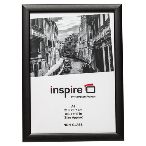 Photo Album Co Certificate/Photo Frame A4 Wood Frame Plastic Front Black