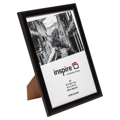 15887PA - Photo Album Co Certificate/Photo Frame A4 Wood Frame Plastic Front Black - PAWFA4B-BLK