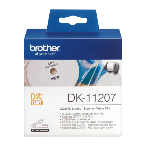 Brother Black On White CD/DVD Labels 58mm x 58mm 100 Labels - DK11207