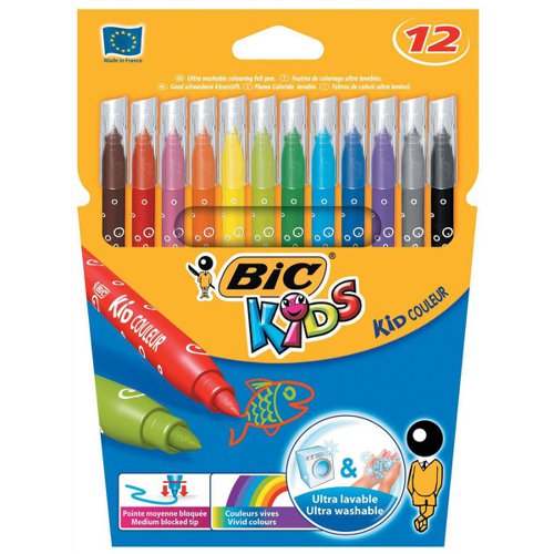 BIC Felt Tip Colouring Pens Assorted Pack of 12