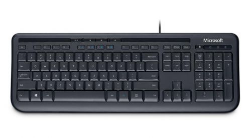 Microsoft 600 Wired Keyboard USB Media Centre Quiet-Touch Keys Spill Resistant Design Black Ref ANB-00006 Microsoft