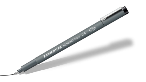 Staedtler Pigment Liner Pen 0.5mm Line Black (Pack 10) - 30805-9