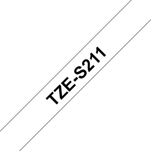 Brother TZE-S211 Black on White 8M x 6mm Strong Adhesive Tape 14168J