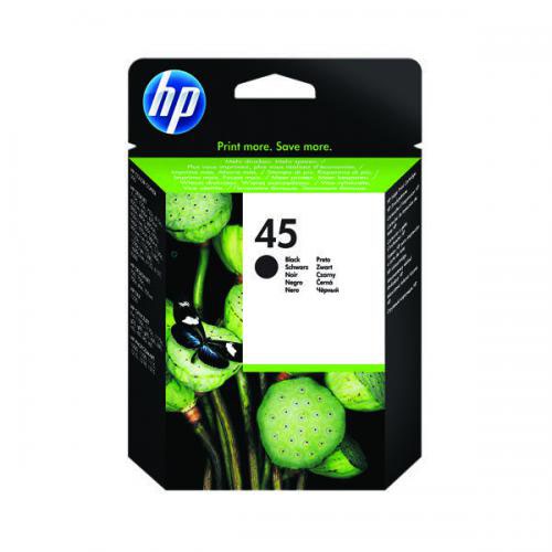 HP 45 Black Standard Capacity Ink Cartridge 42ml - 51645A