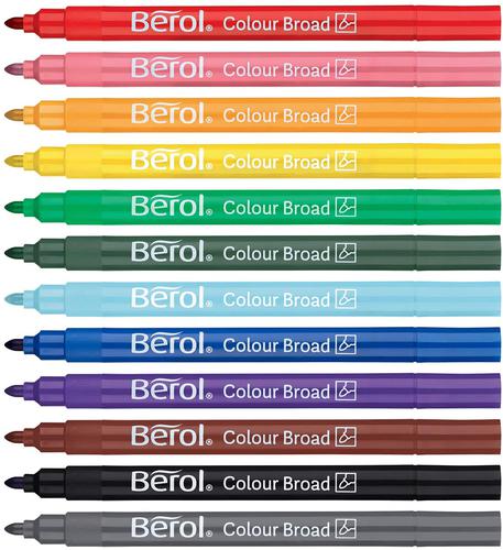 Berol Colour Broad Pen Water Based Ink Assorted (Pack of 12) S0672840