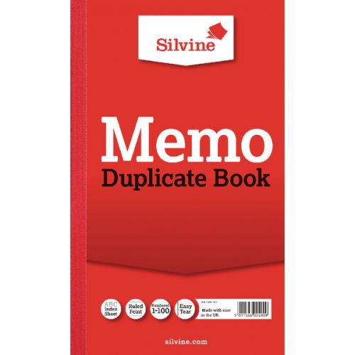 Silvine 210x127mm Triplicate Memo Book Carbon Ruled 1-100 Taped Cloth Binding 100 Sets (Pack 6)  66711SC