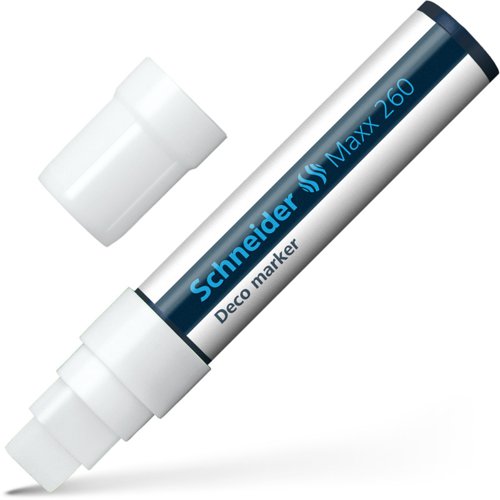 Schneider Maxx 260 Chalk Marker Chisel Tip 5mm-15mm Line White (Pack 5) - 126049