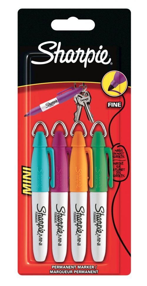 Sharpie Mini Perm Marker Fine Tip Assorted Fun Colours PK4