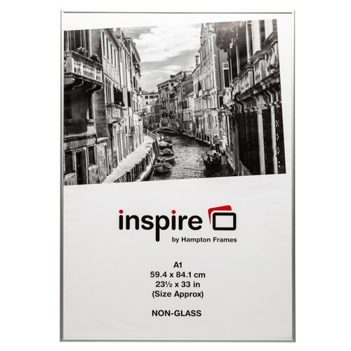15880PA | The Photo Album Company Aluminium Frame. Brushed aluminium frame and safe styrene front ideal for displaying photographs certificates and posters. Size: A1 (594x841mm).