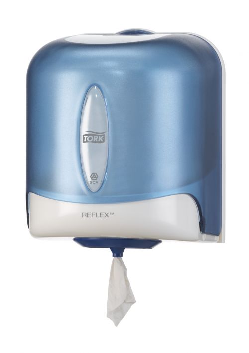 Tork 473180 Reflex M4 Jumbo Wiper Dispenser Centrefeed Plastic White/Turquoise