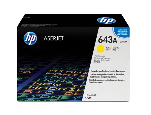 HP 643A Standard Capacity Yellow Toner Cartridge 10K pages for HP Color LaserJet 4700 - Q5952A