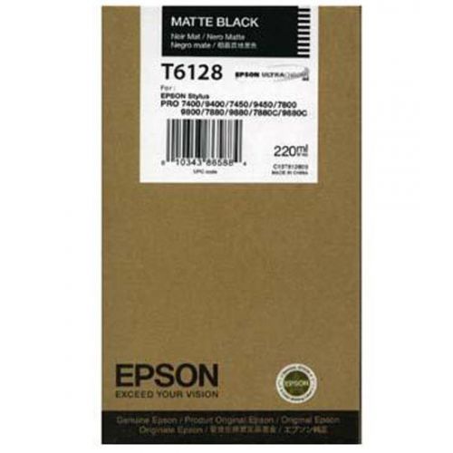 Epson C13T612800 Matte Black 7400 9400 7800 9800 UltraChrome K3 220ml Ink Cartridge