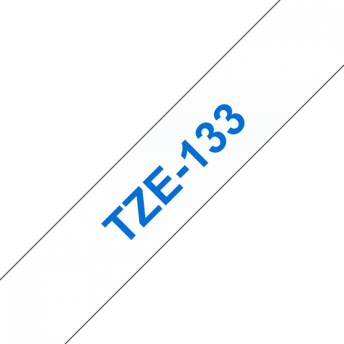 BRTZE133 | Compatible with a wide range of Brother’s P-touch printers, this genuine laminated TZe-133 labelling tape cassette is especially versatile thanks to its easy-to-read blue on clear colour – so it comes in useful around the home, office and in other workplaces.Equally handy in the home, office or workplace, this laminated blue on clear TZe-133 labelling tape can be used to identify the contents of everything from file folders and shelves to USB flash drives, as well as cables and other equipment.These self-adhesive laminated labels have been developed to withstand extremes of temperatures, and are resistant to chemicals, abrasion, sunlight and submersion in water, making them suitable for both indoor and outdoor use.TZe tape cassettes are quick and easy to install, and come in various label widths, colours and materials - ensuring your P-touch machine meets all your labelling needs.