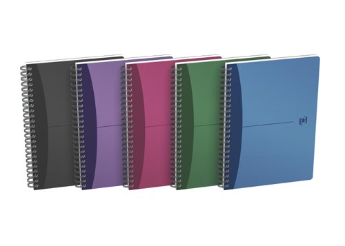 Oxford Office Notebook Poly Wirebound 90gsm Smart Ruled 180pp A5 Assorted Colour Ref 100101300 [Pack 5]