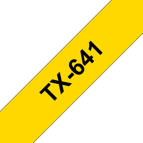 Brother TX641 Black on Yellow 18mm x 15m Gloss Tape | 14028J | Brother