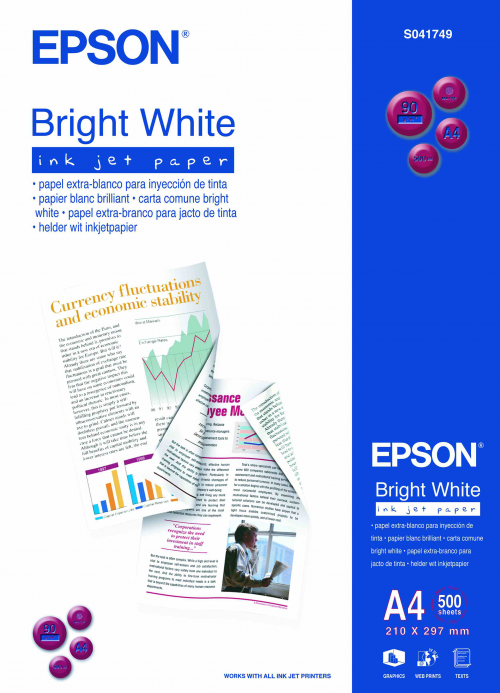 Epson A4 Bright White Paper 500 Sheets - C13S041749