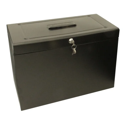 14270CA - ValueX Cathedral Metal Suspension File Box Foolscap Black - HOBK