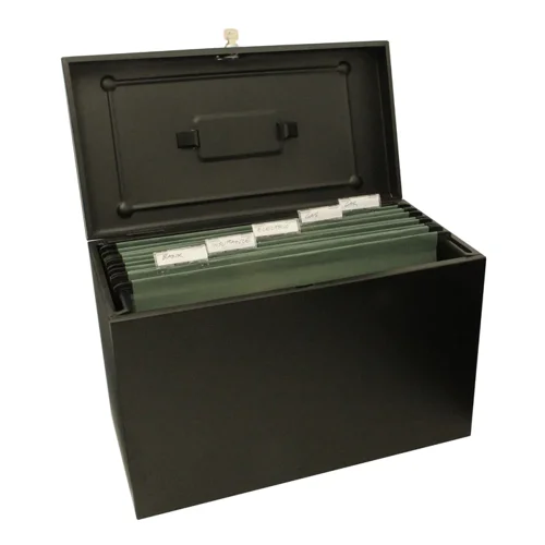 ValueX Cathedral Metal Suspension File Box Foolscap Black - HOBK
