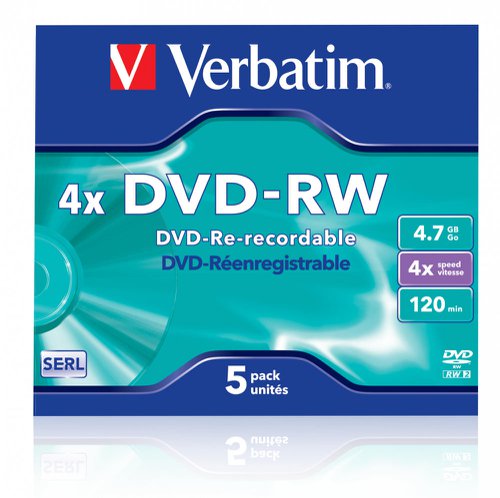 Verbatim DVD-RW 4X 4.7GB Pack Of 5 43285