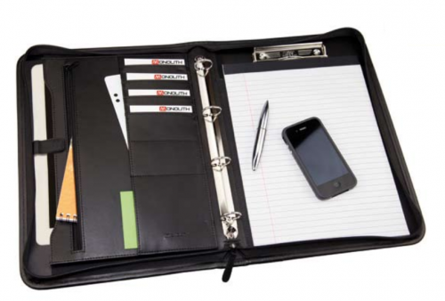 Monolith A4 Conference Folder and Pad Clip Leather Look Black 2926