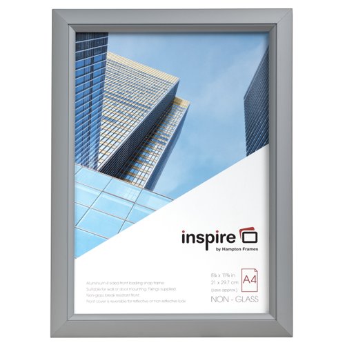 Photo Album Co Certificate/Photo Snap Frame A4 Aluminium Frame Plastic Front Silver - PAPFA4B