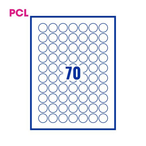 Pcl25 White Perm Labels 70 Lab/Sht 14000/Bx 200Sh A4/Bx 3P