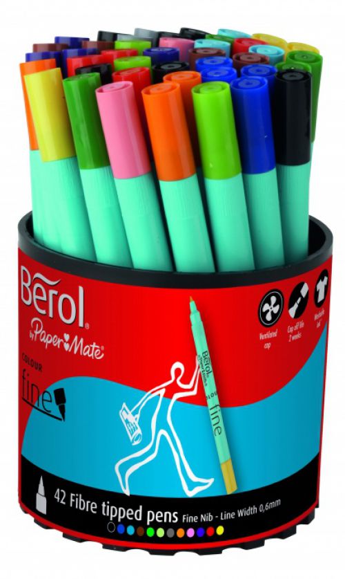 Berol Colourfine Assorted Pack of 42 3P