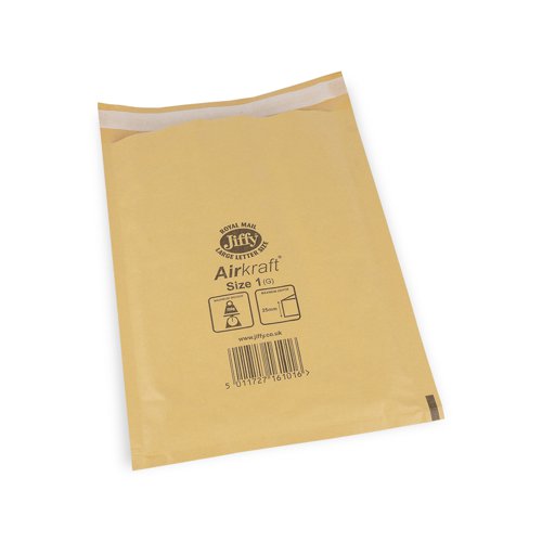 Jiffy Airkraft Mailers 1 Gold Int 170x245mm Ext 200x260mm Box 100