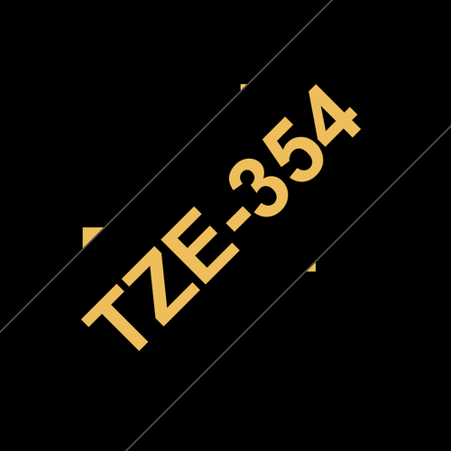 14084J - Brother TZE354 Gold on Black 8M x 24mm Gloss Tape
