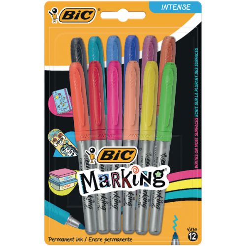 BIC Marking Colour Collection Permanent Marker Bullet Tip 0.8mm Line Assorted Colours (Pack 12)