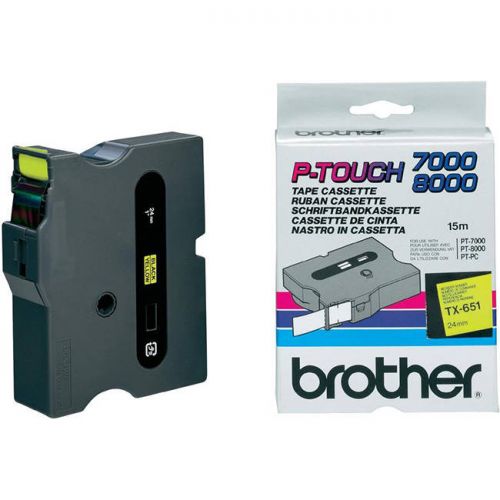 Brother Black On Yellow Ptouch Ribbon 24mm x 15m - TX651  BRTX651