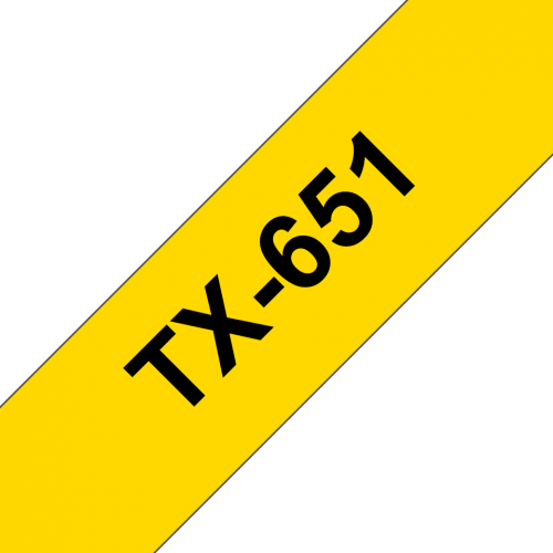 Brother Black On Yellow Ptouch Ribbon 24mm x 15m - TX651  BRTX651