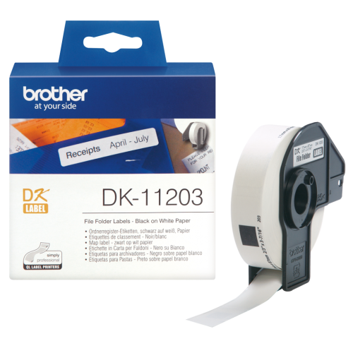 Brother File Folder Labels 17mm x 87mm 300 Labels - DK11203