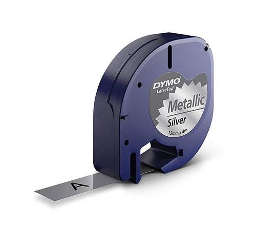 Dymo 91208 12mm x 4m Black On Metallic Silver Tape | 15508J | Newell Brands
