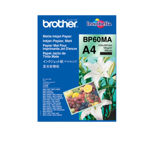 Brother A4 Matte White Inkjet Printing Paper 210 x 297mm 25 sheets - BP60MA