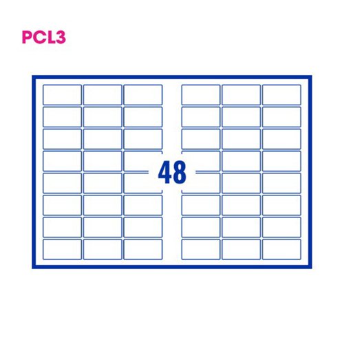 Pcl3 6233 Gloss Perm Labels 62x33mm 48 Lab/Sht 100Sht Sra3/Bx 3P  615755