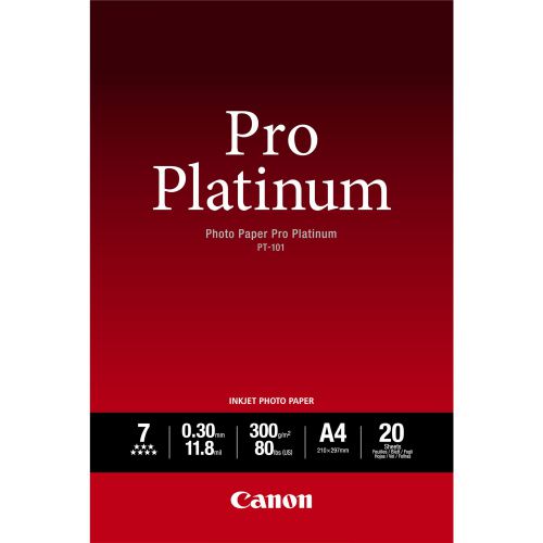 Canon PT-101 (A4) 300gsm Pro Platinum Photo Paper (Pack of 20 Sheets)
