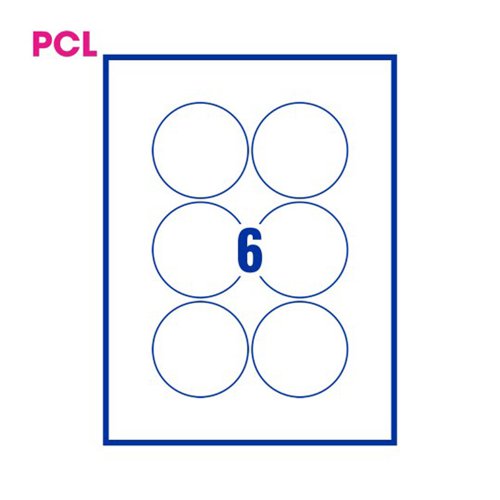 Pcl76 White Perm Labels 6 Lab/Sht 1200/Bx 200Sh A4/Bx 3P