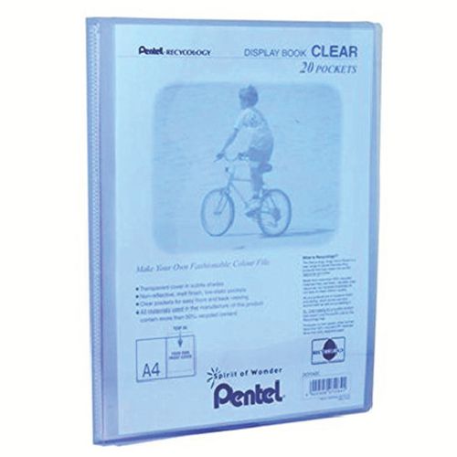 Pentel Recycology A4 Display Book Clear 20 Pocket Blue (Pack 20)