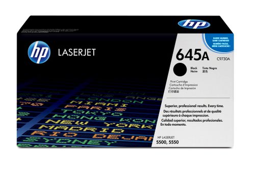 HP 645A Black Standard Capacity Toner Cartridge 13K pages for HP Color LaserJet 5500/5550 - C9730A