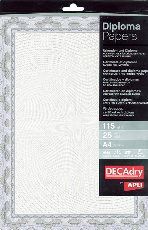DECAdry Certificate Paper A4 115gsm Blue (Pack 25) - OSD4040