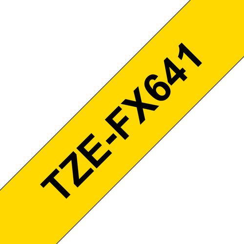 BA69208 Brother P-Touch TZe Laminated Tape Cassette 18mm x 8m Black on Yellow Flexible ID Tape ZEFX641